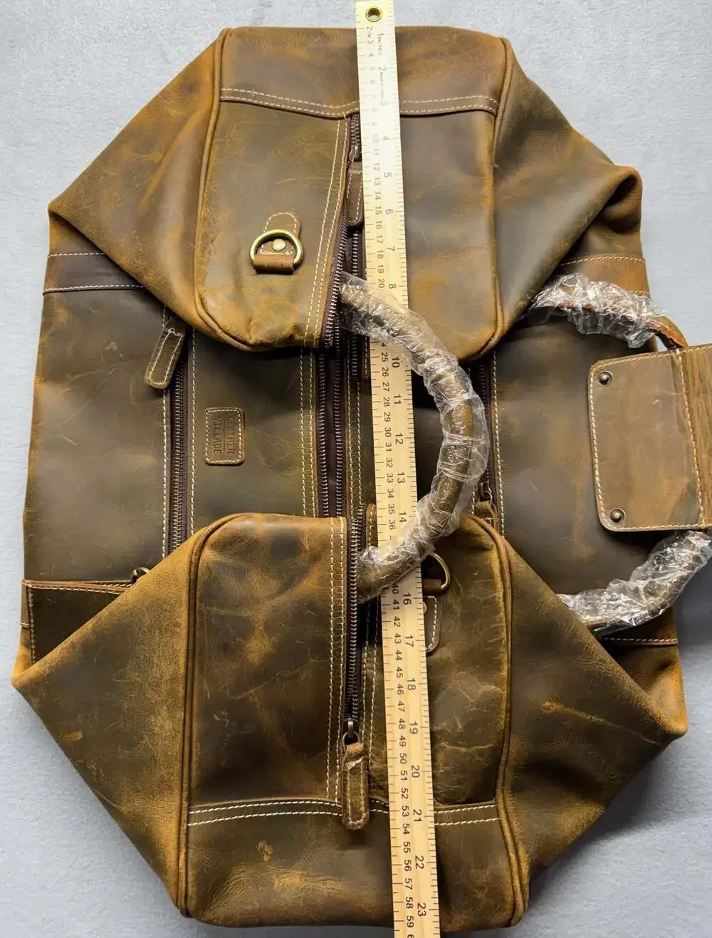 Leather Village Vintage Distressed Brown Leather Weekender Travel Duffle Bag